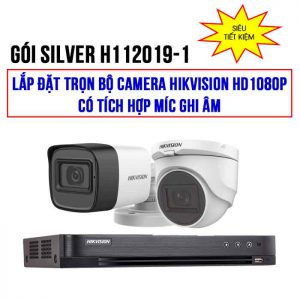Trọn bộ 2 camera HIKVISION HD1080P có tích hợp Mic (SILVER H112019-1)